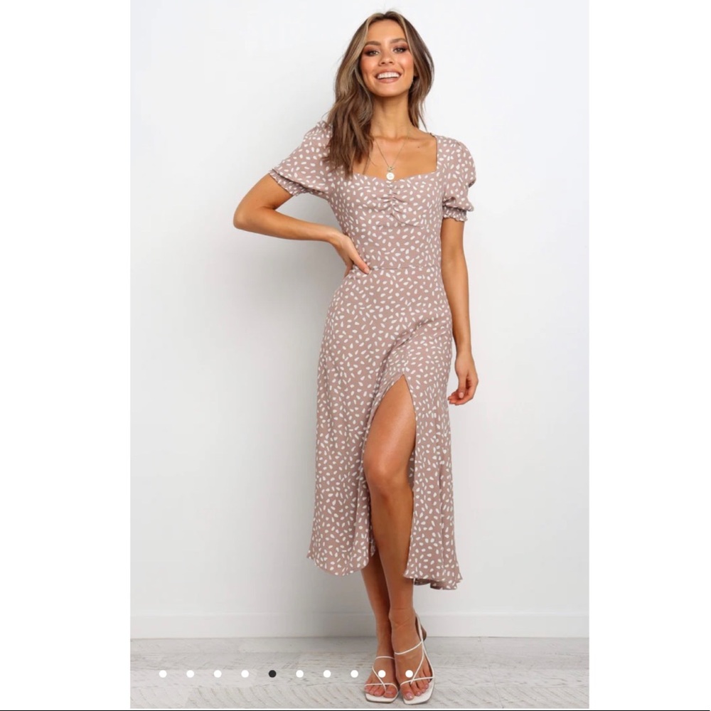 NEW Petal & Pup Tan/brown MIDI Dress (10)